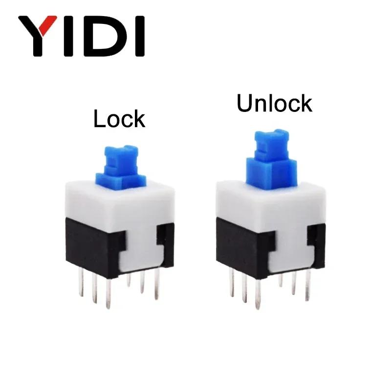 10pcs PCB Tact Tactile Micro Mini Latching Push Button On Off Self Lock UnLock Switch DIP 6 Pin Cap 5.8*5.8/7*7/8*8/8.5*8.5mm