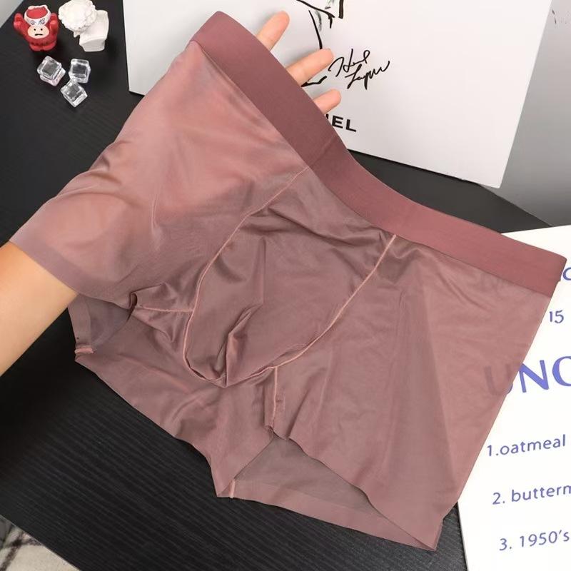 Lightweight Transparent Seamless Underwear One-piece Ice Silk Transparent Sexy Men's Flat Underwear