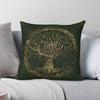 Tree Of Life Yggdrasil Green Gold Square Pillowcase Polyester Linen Velvet Creative Zip Decor Pillow Case Sofa Cushion Cover