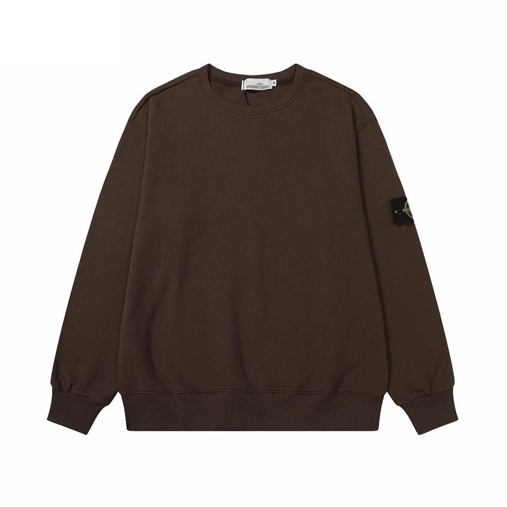 Unisex jednobarevná mikina s kulatým výstřihem, nášivkou a dlouhým rukávem