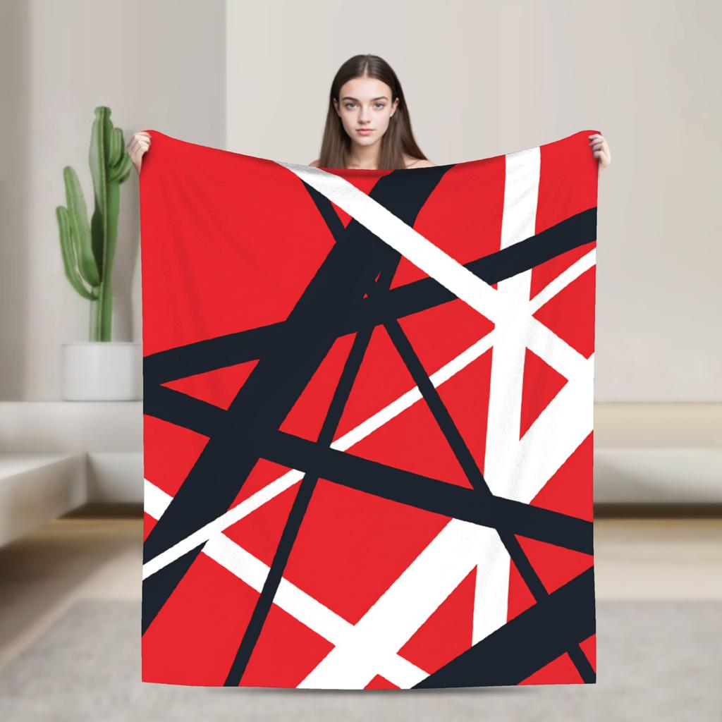 Warm Cozy Blankets Plane Travel Van Halen Blue Rock Stripes Throw Blanket Graphic Bedspread For Sofa Home
