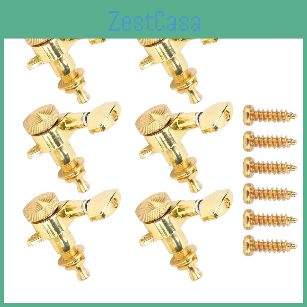 6pcs Locking Guitar Tuning String Peg Metal Sealed Tuner Head Key Set Kit For Electric Nhxf6 Right