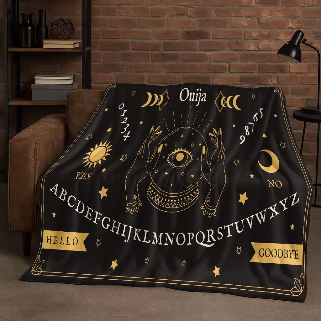 3D Retro Witch Spirit Ouija Board Flannel Blanket,Ultra Soft Warm Plush Throw for Home Bedroom Bed Sofa Cover Kids Gift Picnic