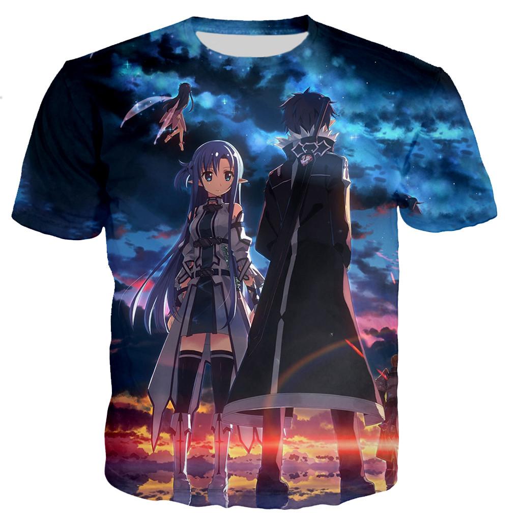 Neue Sword Art Online T-Shirts Herren/Damen 3D Sword Art Online Bedrucktes T-Shirt Lässiges T-Shirt Streetwear Oberteile Oversized