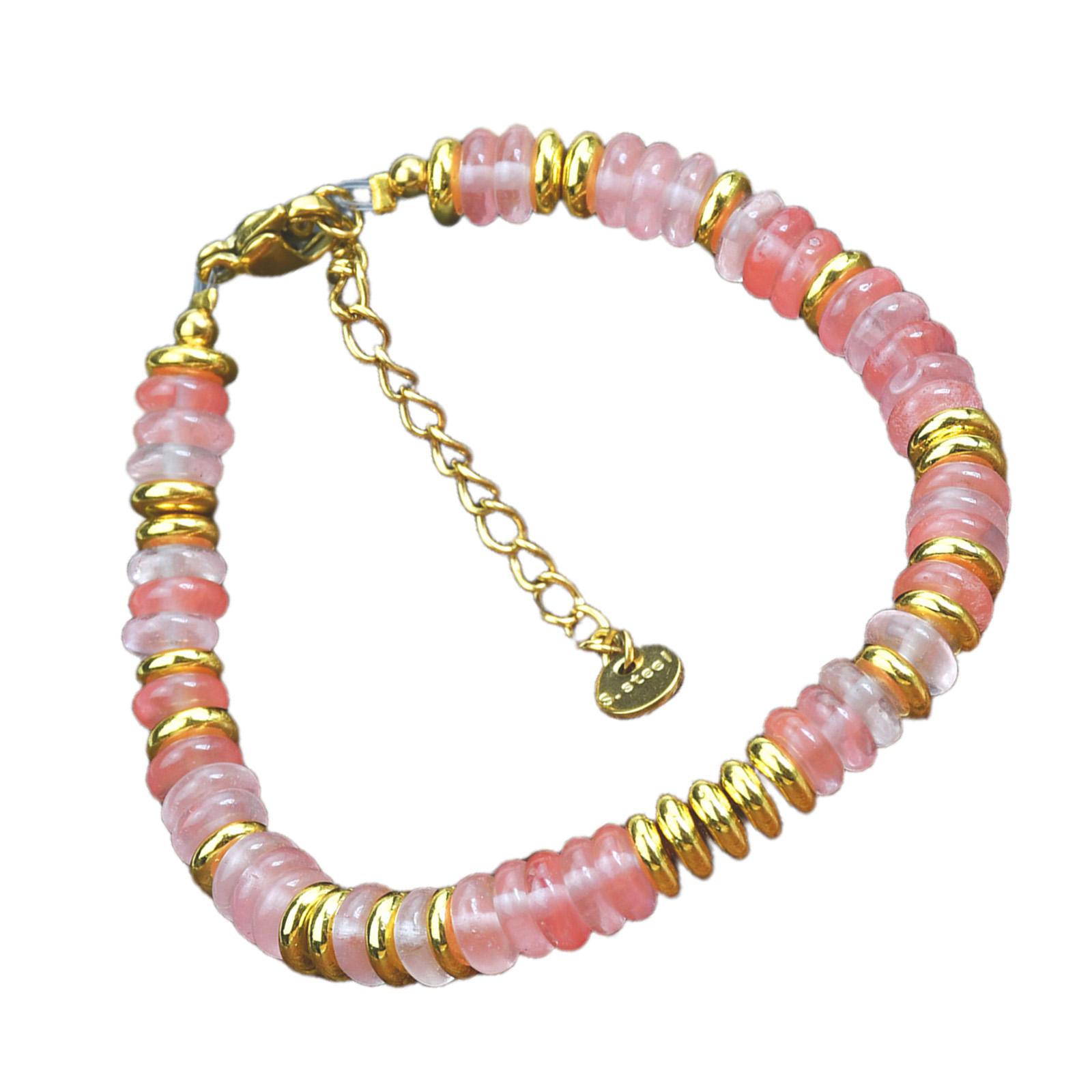 

Модный браслет ручной работы с разноцветными бусинами из натурального камня, цепочка на руку с застежкой из нержавеющей стали, водонепроницаемая цепочка на запястье B