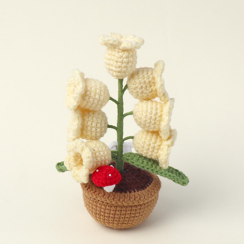 

Crochet Bell Orchid with Potted Knitted Flowers with Light Handmade Artificial Flower Desktop Bookshef Easter Decoration 2025