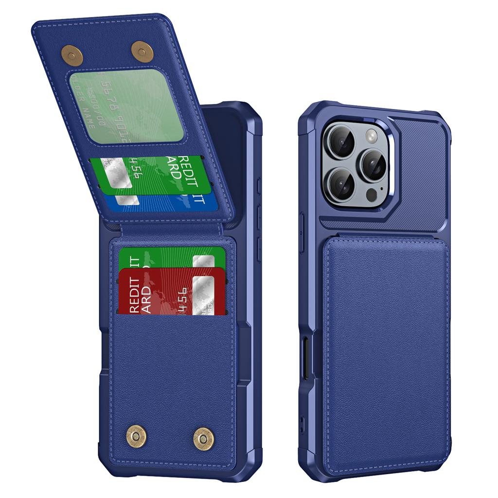 ZM11 For iPhone 16 Pro Max Case Card Slot Kickstand PU+TPU Phone Cover