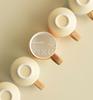 Premium Ceramic Tea Cup Set with Wooden Handles: Elegant Australian White Espresso Cups for Two