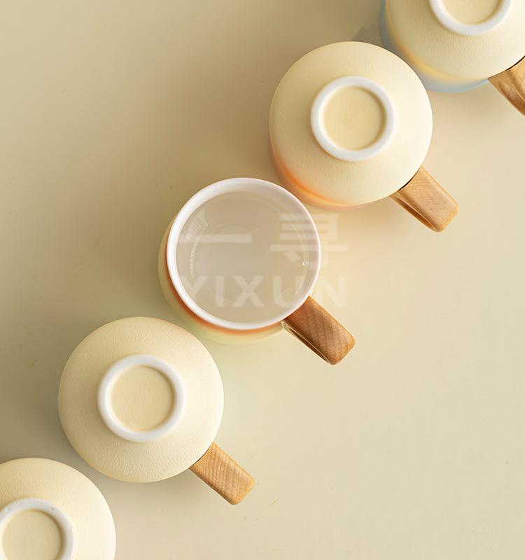 Premium Ceramic Tea Cup Set with Wooden Handles: Elegant Australian White Espresso Cups for Two