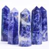 Blue Sodalite Stone Single Pointed Hexagonal Prism Blue Stone Point Wand Tower Home Decoration Gifts Crystal Crafts Ornament