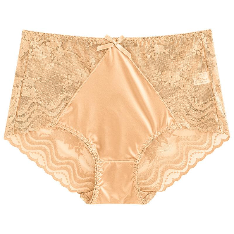 Big Size Lady Summer Sexy Lace Bow Hollow Out Without A Mark Pack Hip Lift Hip High Waist Triangle Briefs