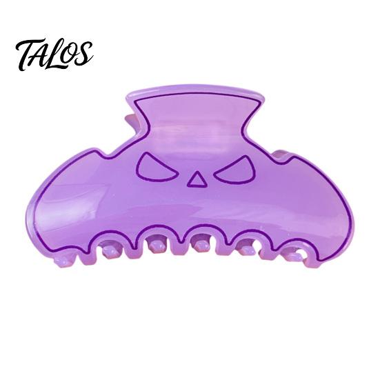 High Elasticity Spring Hair Claw, Translucent Jelly Texture Shark Hair Clip, Pumpkin-Bat Halloween Design Back Head Hair Claw for Daily Wear