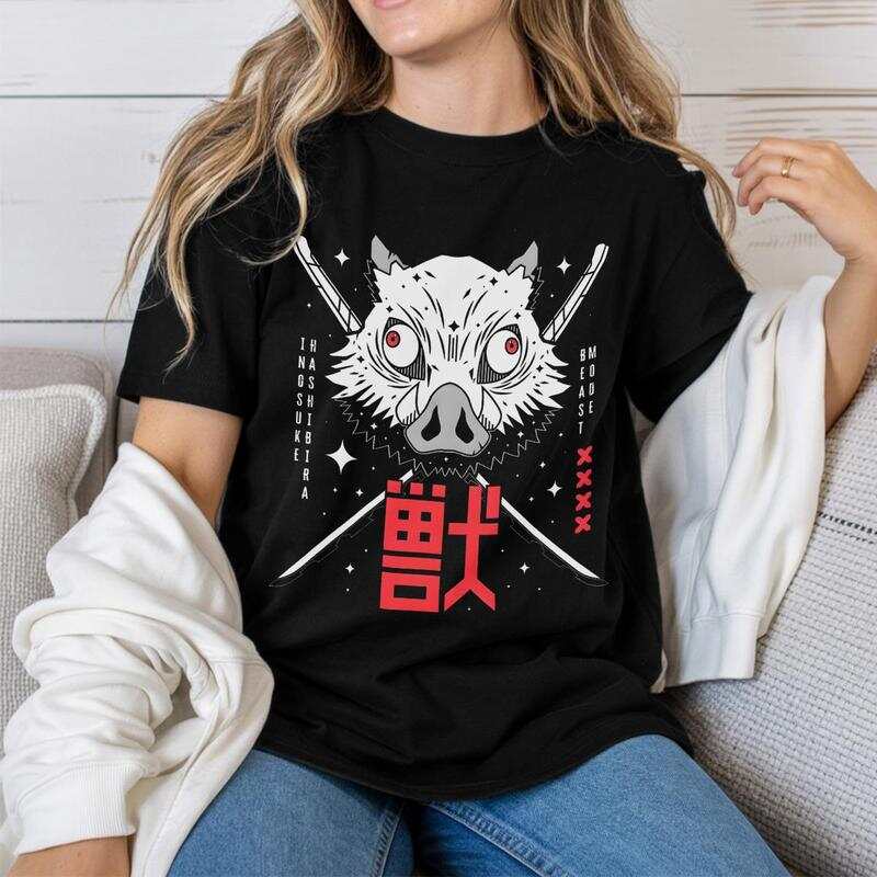 

Unisex T-shirt featuring Inoue Hashibira wielding a double-edged Nichirin Blade, Demon Slayer unisex T-shirt, anime fan unisex T-shirt design. S