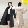 Down cotton-padded clothes women's long models, new waist cotton-padded clothes, slim and thin, knee-thickened cotton-padded jackets