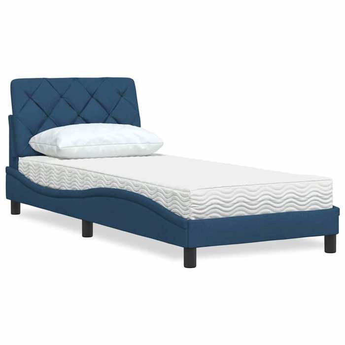 VidaXL Lit avec matelas bleu 90x200 cm tissu 3310719