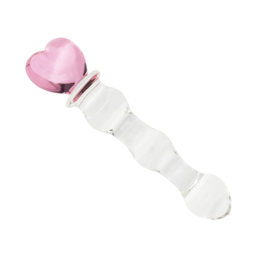 SXOVO Glass Anal Plug Heart Shape Crystal Anal Plug for Men Women Masturbation Transparent Anal Plug Vagina Stimulation Sex Toys G-Pot