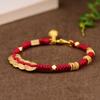 Hand Woven Five Coins Lucky Red Bracelet Blessing Hand Rope Female National Beige Rope Lover Girlfriend Bracelet