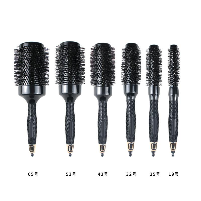 Professional 6pcs/set Black Boar Bristles Round Hair Comb Hairdressing Hair Curler Comb Anti-Static Barber Salon Styling Tools