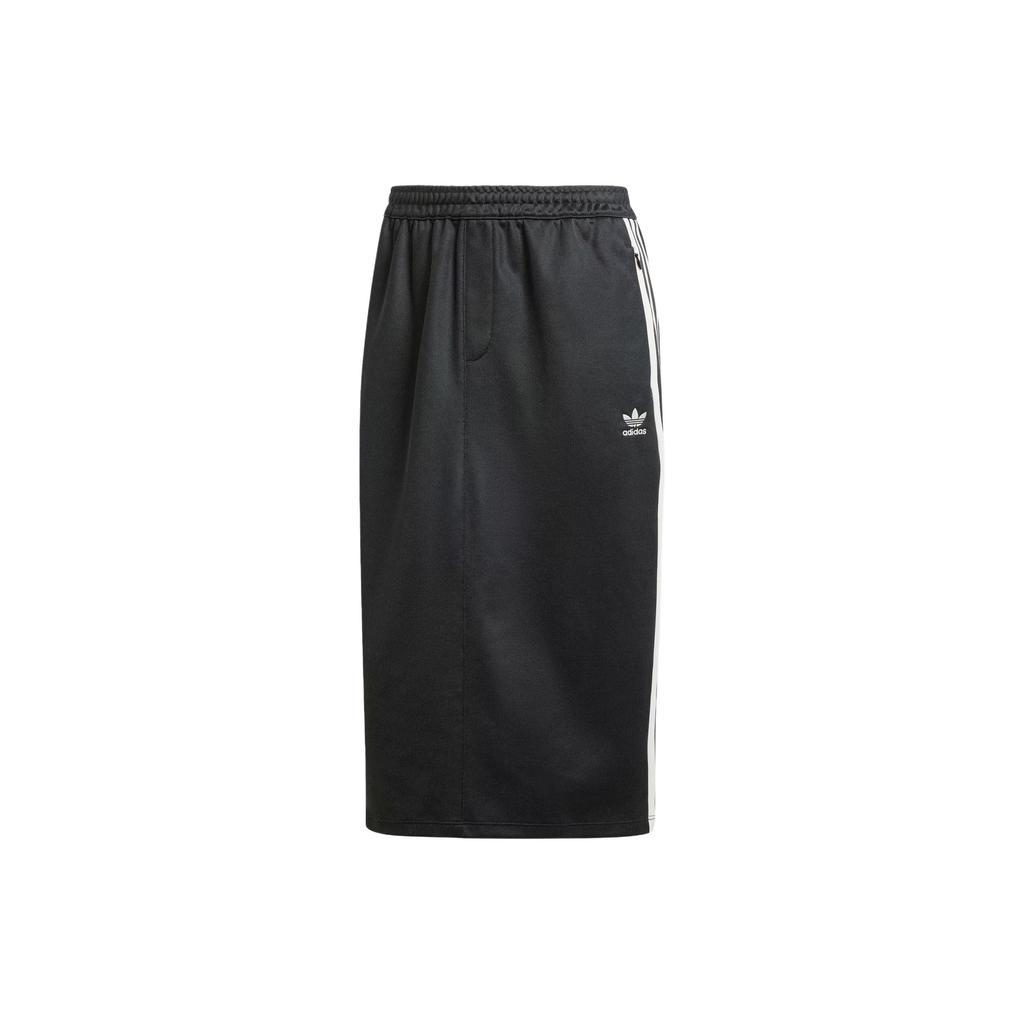 Adidas Originals 3-Stripes Color-Block Elastic Waist Sporty Casual Long Skirt Women Bottoms Black IR6101