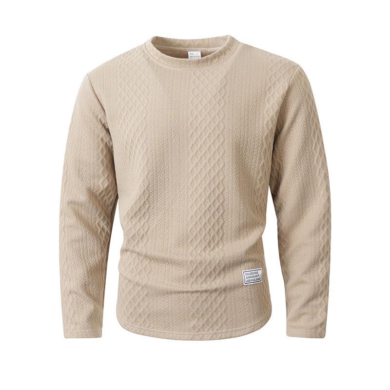 2025 Autumn/Winter Striped Round Neck Solid Color Casual Pullover Long Sleeve Hoodie Sweater