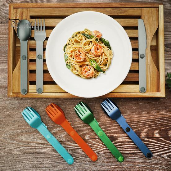Sada magnetických náčiní Kovové příbory Potravinářské leštěný povrch BPA Free Venkovní cestovní Nůž Vidlička Lžíce Sada Camping Utensils