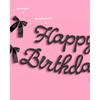 Xo, Fetti Happy Birthday Banner, Black Glitter + Satin Bows - 5.5 Ft. | Birthday Decorations, Coquette Bday Decor, 30th Party Sign, 21st Photo Booth
