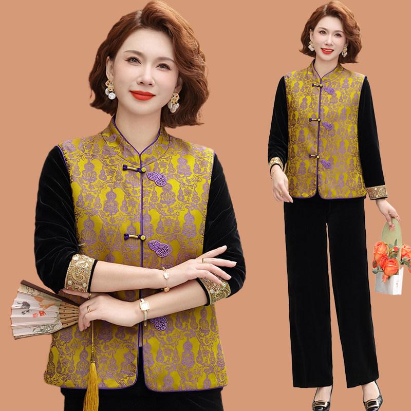 2026 New Elegant Chinese-Style Spring Suit: Stylish Vest Jacket for Middle-Aged & Elderly Women