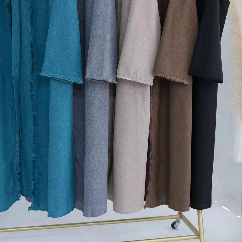 New Arrival Middle East Fimbrilla Cardigan Robe Dress Open Collar Lace up Robe Dress