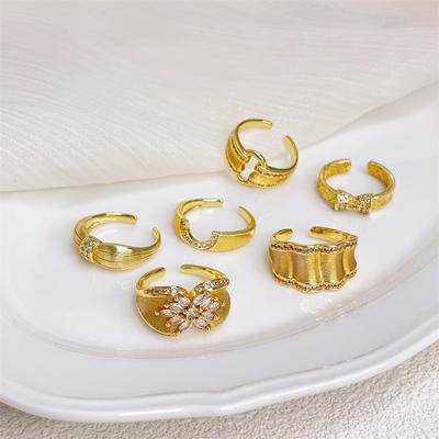 Średniowieczny Styl Retro Szczotkowany Styl Dworski Otwarty Pierścionek Temperament Złoty Wykwintny Lekki Luksus Wysoki Sense Pierścionek