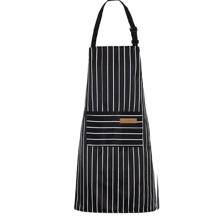 Polyester Striped Apron Adjustable Neck Tie with Two Front Pockets For Gardening Cooking Restaurant Work And Home Chores