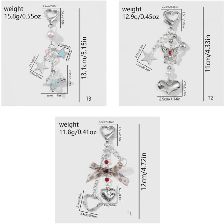 Versatile Key Ring Butterfly Bowknot Star Heart Beaded Keyring Bag Pendant Backpack Decoration for Daily Use and Parties