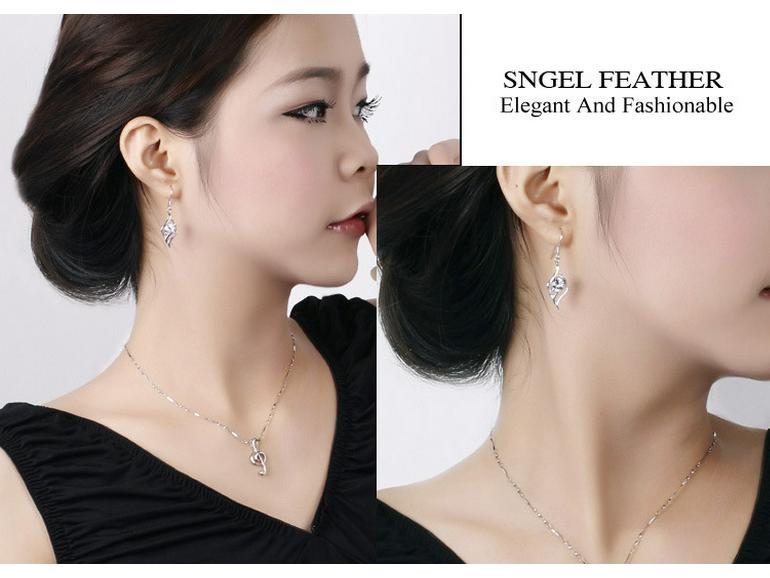 White Gold-Plated Sterling Silver Angel Feather Earrings - Korean Style Jewelry