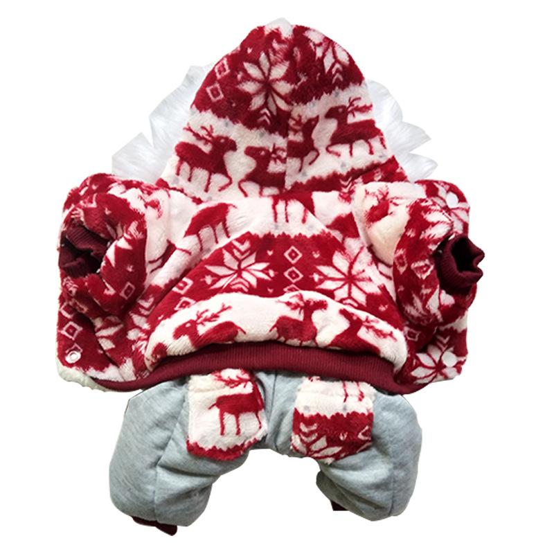 Christmas Pet Clothing and Accessories, Pet Cotton-padded Clothes, Snowflake Reindeer Thick Winter Dog Christmas Clothing