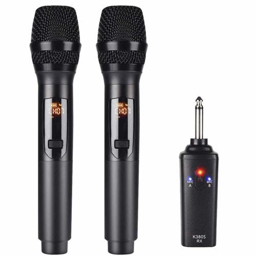 Kithouse K380S Wireless Microphone, Karaoke Microphone, Rechargeable Dynamic Microphone, UHF 10 Channels, Technical Approval Certified, Handheld Micro