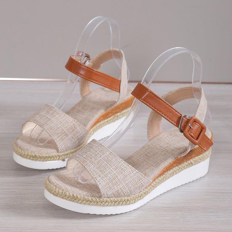 Women's Sandals Peep Toe Heels Sandals Summer Wedges Shoes Woman Low Platform Heeled Sandalias Mujer Summer Shoes Women Footwear