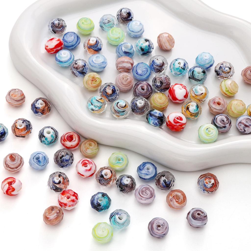 12x10mm Glass Cut Flat Round Beads Interval Scattered Beads For DIY Bracelets Necklaces Jewelry Making