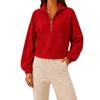 Damen Halbreißverschluss Cropped Langarm Sweatshirt mit Umlegekragen