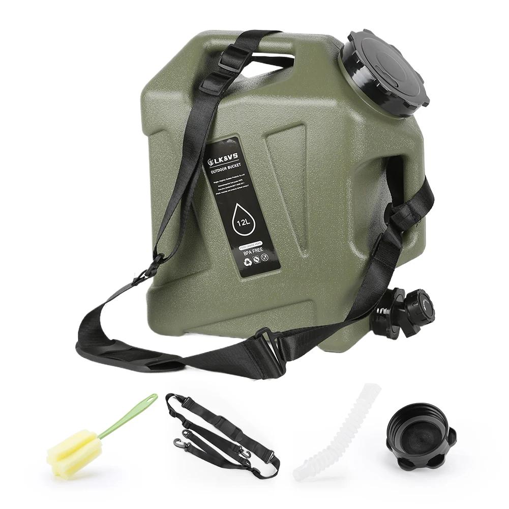 12L Outdoor Water Bucket Large-Capacity Portable Camping Water Bag Container with Faucet Driving Water Tank for Picnic Hiking