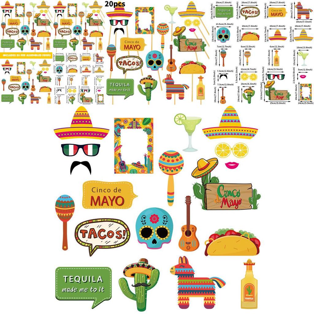 Mexican Carnival Photo Props Party Decorations With Paper Material For Festive Events