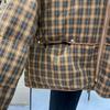 Women's Plaid Short Down Jacket with Stand-Up Collar