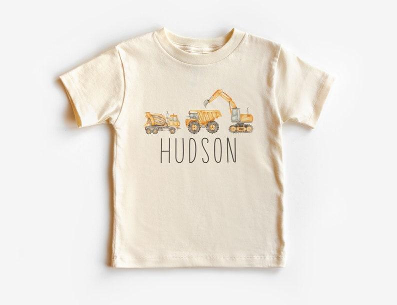 Custom Construction Toddler Shirt, Personalized Heavy Equipment Kids Name Shirt, Dump Truck, Tractor, Boy Toddler Toddler Kids Clothing 120