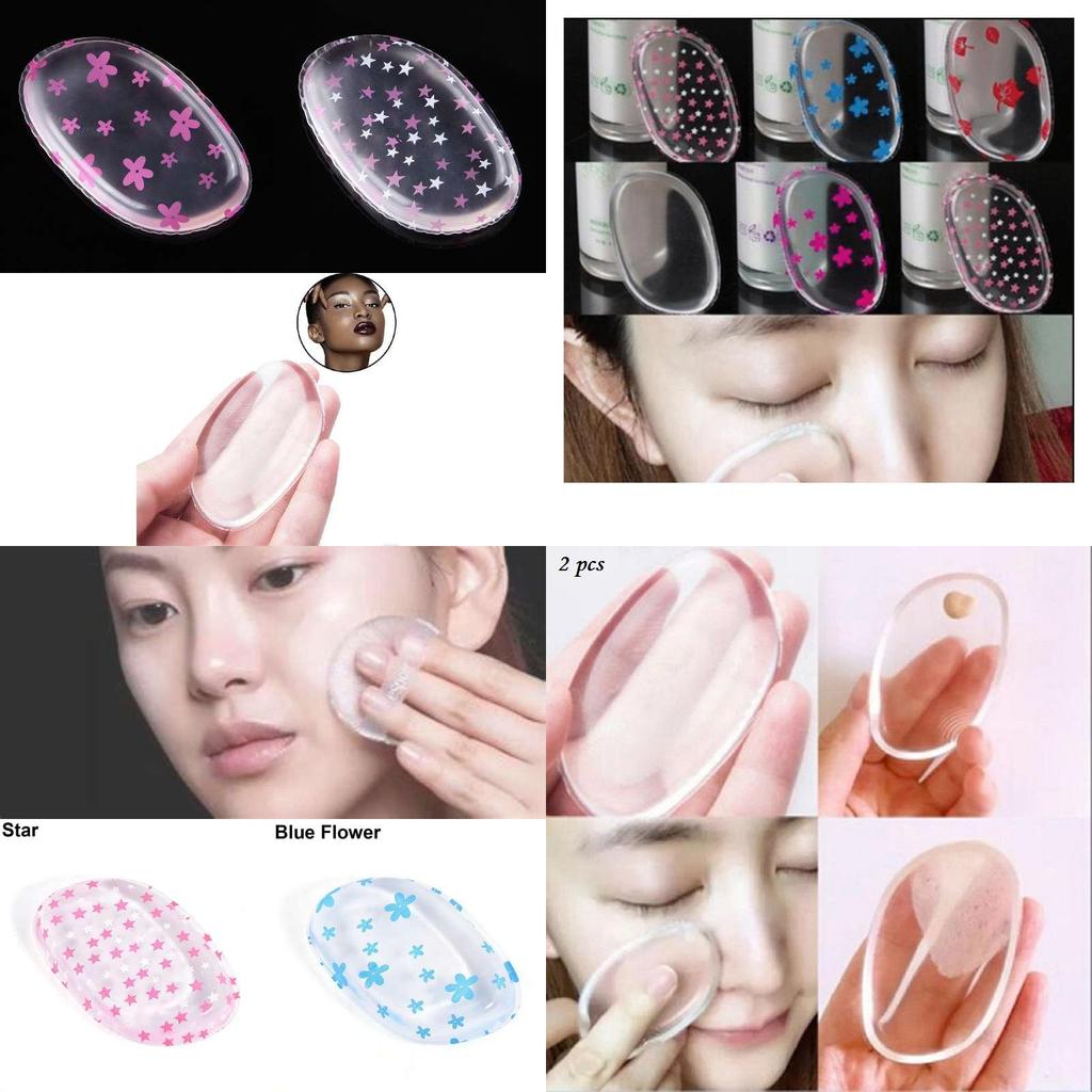 Transparent Silicone Leaf Shaped Makeup Puff Dry Wet Dual-use 6.3*4cm