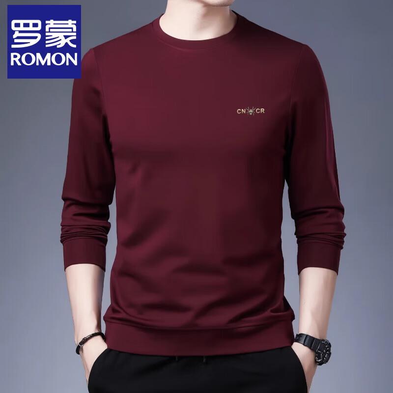 ROMON Men s Round Neck Long Sleeve Casual T-Shirt 4XL