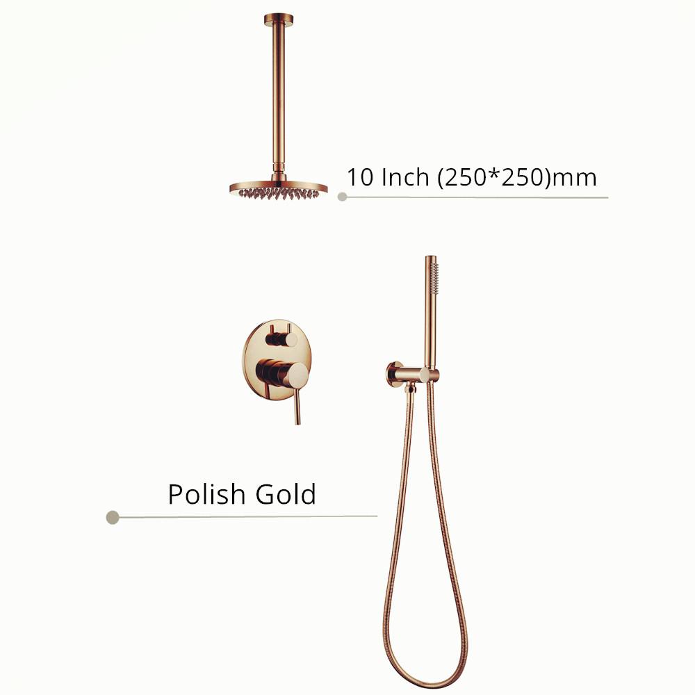 Black Shower System Set Bathroom Faucet Mixer Diverter Tap Brass Ceiling Or Wall Arm Handheld Spray With 8-16" Rian Head