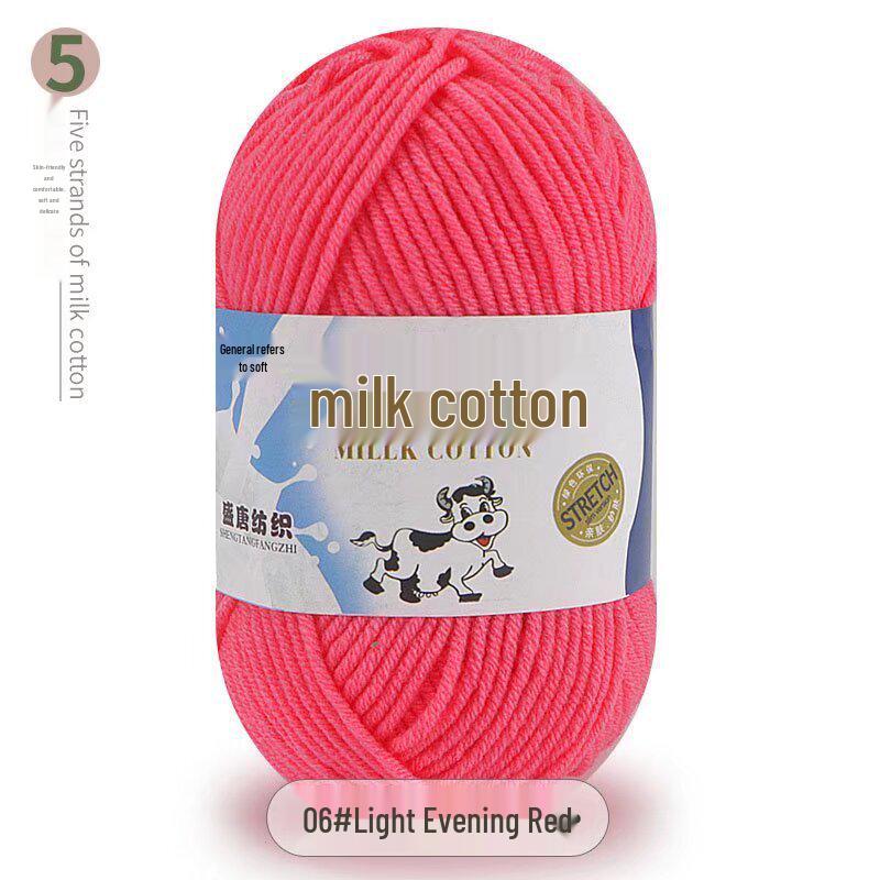 Five-Strand Milk Cotton Yarn for Crochet: Medium-Thick, Hand-Knitted DIY Kit for Dolls, Shoes, Scarves.