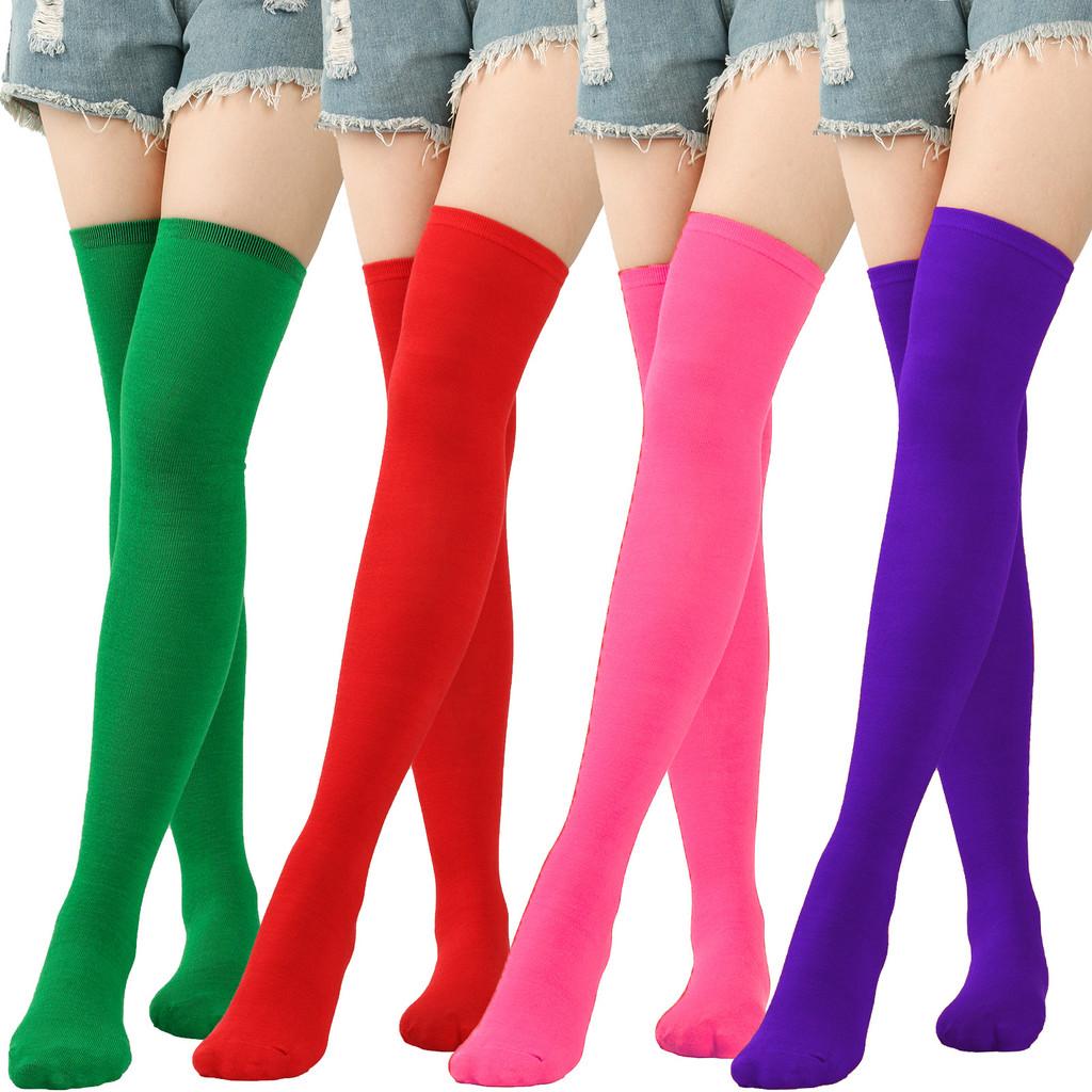 Colorful Costume Christmas Knitted Over The Knee Stockings Decoration Fashion
