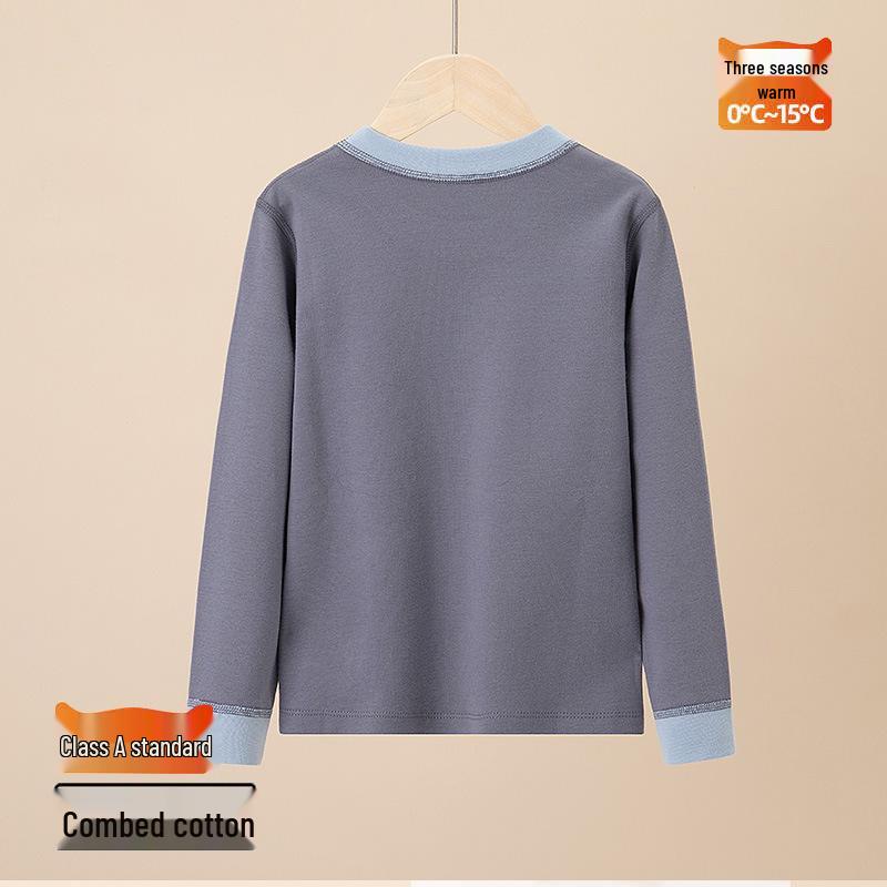 Kids' Warm Cotton Pajamas: Boys' and Girls' Long Sleeve Base Layer Shirts for Teens and Students