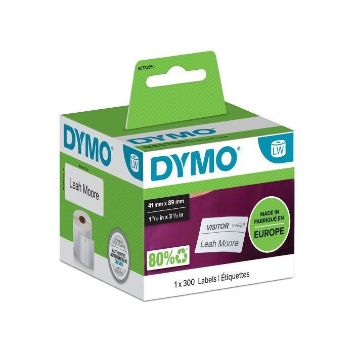 DYMO LabelWriter - Boite de 1 rouleau de 300 étiquettes pour Badge - Adhésif semi permanent - 41mm x 89mm