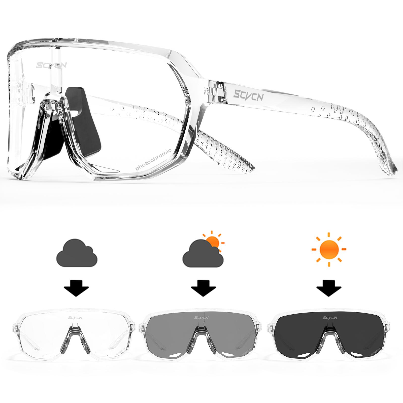 

SCVCN Photochromi Cycling Sunglasses Outdoor Cycling Road Mountain Bike Glasses Men and Women Casual Hiking Windproof Glasses Photochromic lens