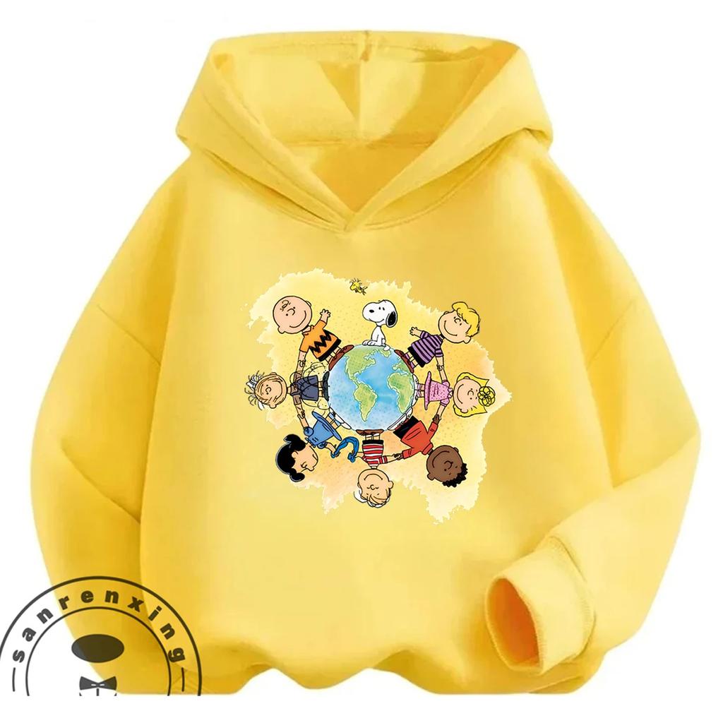 New Autumn Kawaii Hooded Sweatshirt Cute Cartoon Casual Street Style Kids Hoodie Snoopy Boys Girls